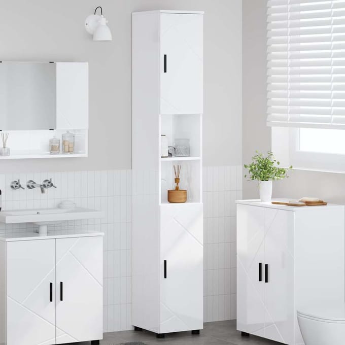 vidaXL - Badkamerkast - Hoogglans - wit - 30 - x - 35 - x - 192 - cm