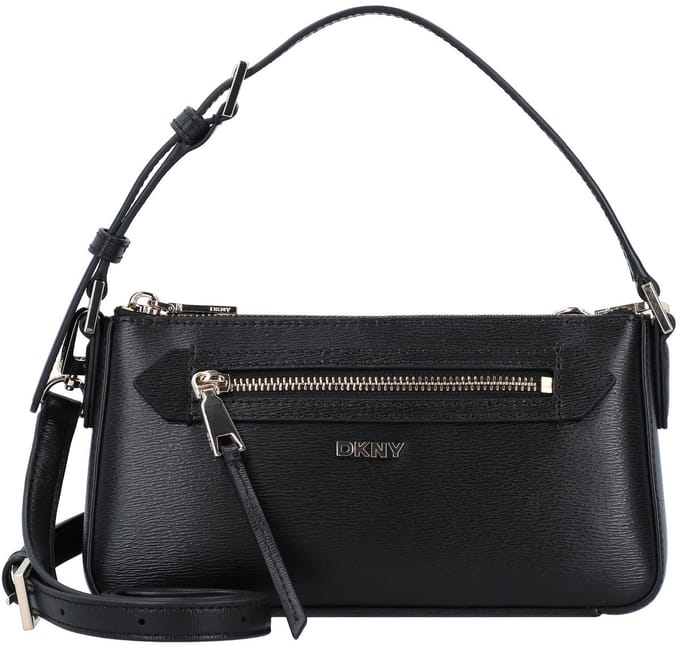 DKNY Leren Handtas Schoudertas Bryant Shoulder Bag Blk / Gold Zwart