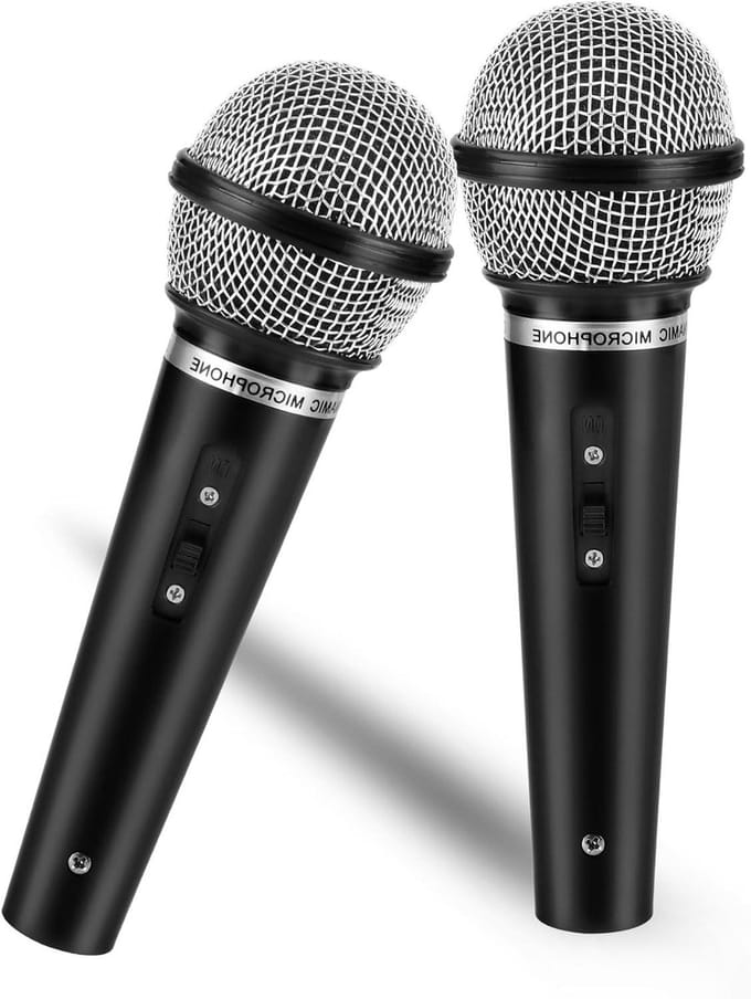 Allecto Plus - Set van 2 nep-microfoon props voor verjaardagsfeestjes en cosplay kostuums
