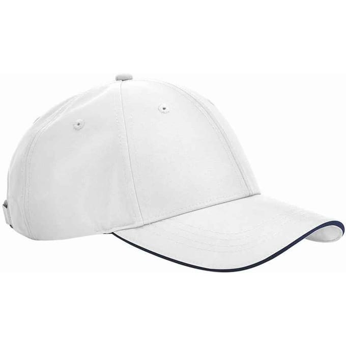 Beechfield Team Sport-Tech Cap (Witte/franse marine)