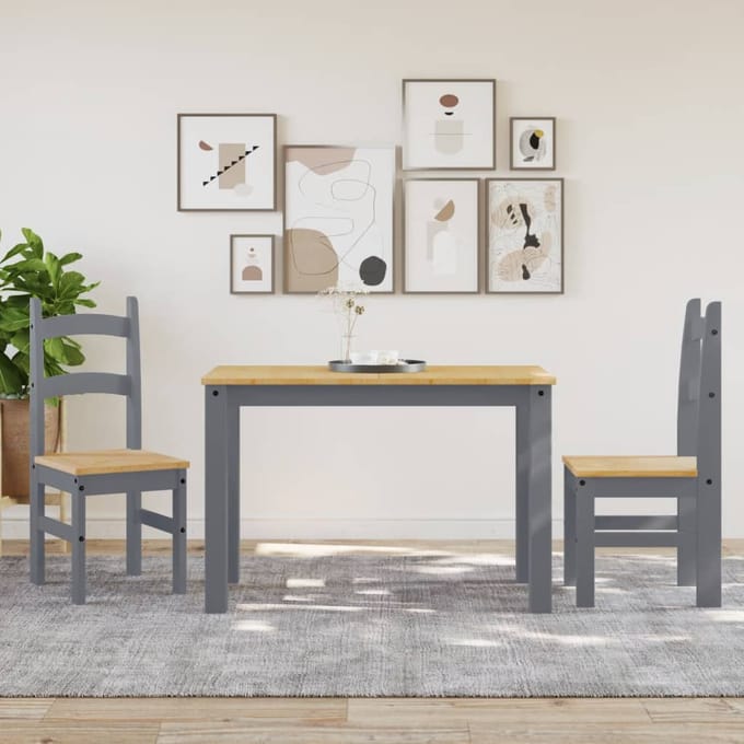 vidaXL - Eetkamerstoelen - 2 - st - 40x46x99 - cm - massief - grenenhout - grijs