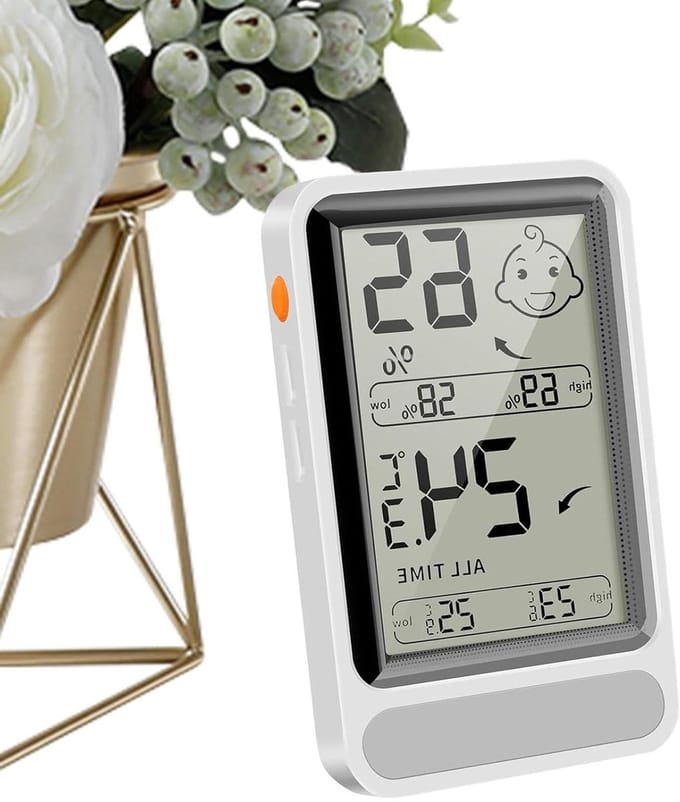 Binnentemperatuurmonitor - Digitale hygrometer - Klimaat bewaken - Automatische achtergrondverlichting - 9.3 x 5.5 cm - Wit