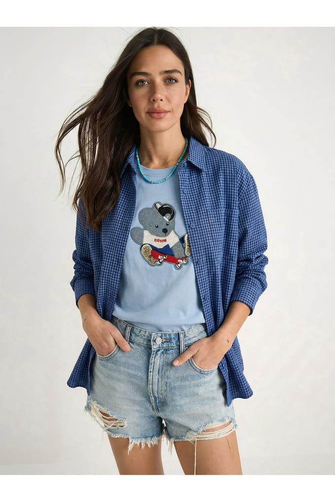 Geborduurd T-shirt met ronde hals