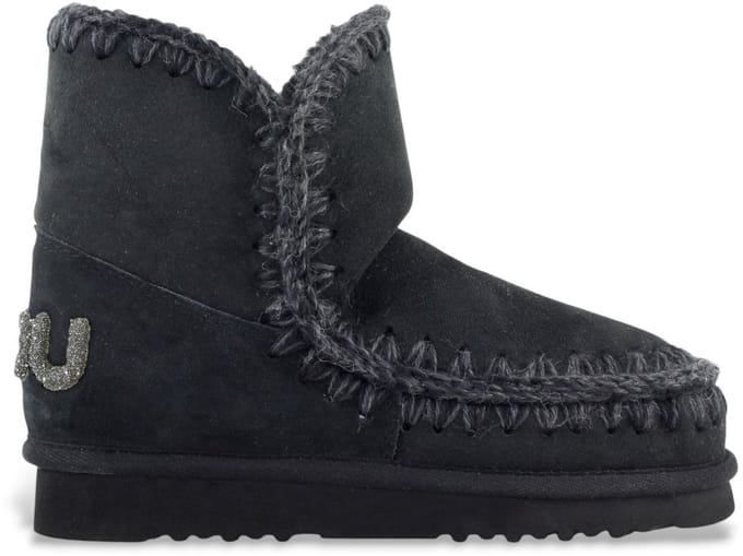 Mou Eskimo 18 Glitter Logo Laarzen - Suède - Dames - Zwart - Maat 38