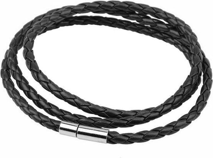 Fako Bijoux® - Wikkelarmband - Gevlochten - Pinsluiting - Zwart