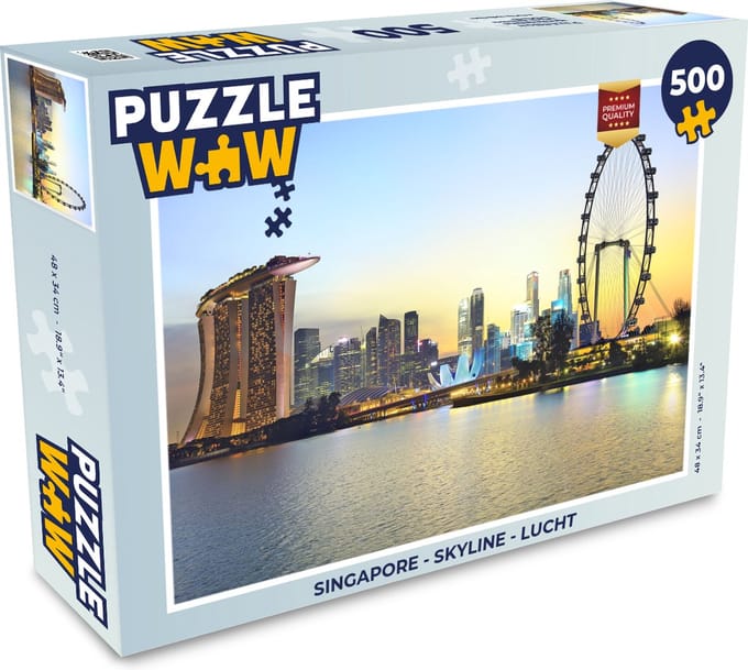 Puzzel Singapore - Skyline - Lucht - Legpuzzel - Puzzel 500 stukjes