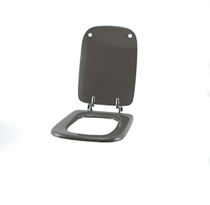 Houten toiletbril met polyestercoating en chroom ritssluiting