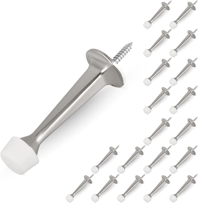 Deurstoppers Set - Deurhouders - Muren Beschermen - Zink Gegoten Constructie - 20 Stuks - Satijn Nikkel
