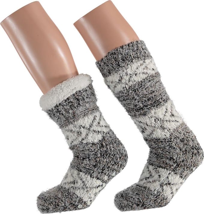 Apollo Dames Huissokken Chenille met Antislip Taupe One size