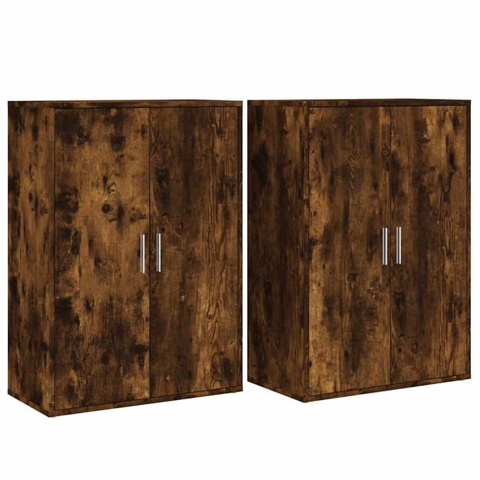 vidaXL - Dressoirs - 2 - st - 60x31x84 - cm - bewerkt - hout - gerookt - eikenkleurig