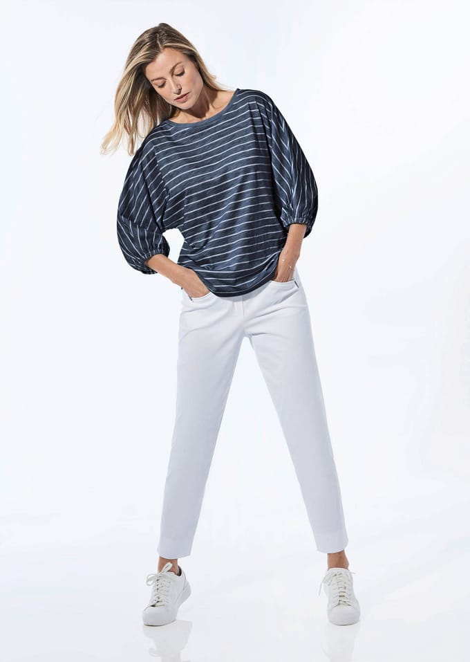 Shirt van effectgaren - marine / wit / gestreept - Gr. 38 van Goldner Fashion