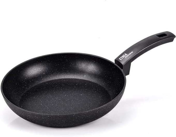 Koekenpan Gietaluminium 28 cm voor Inductie, Steeneffect Coating