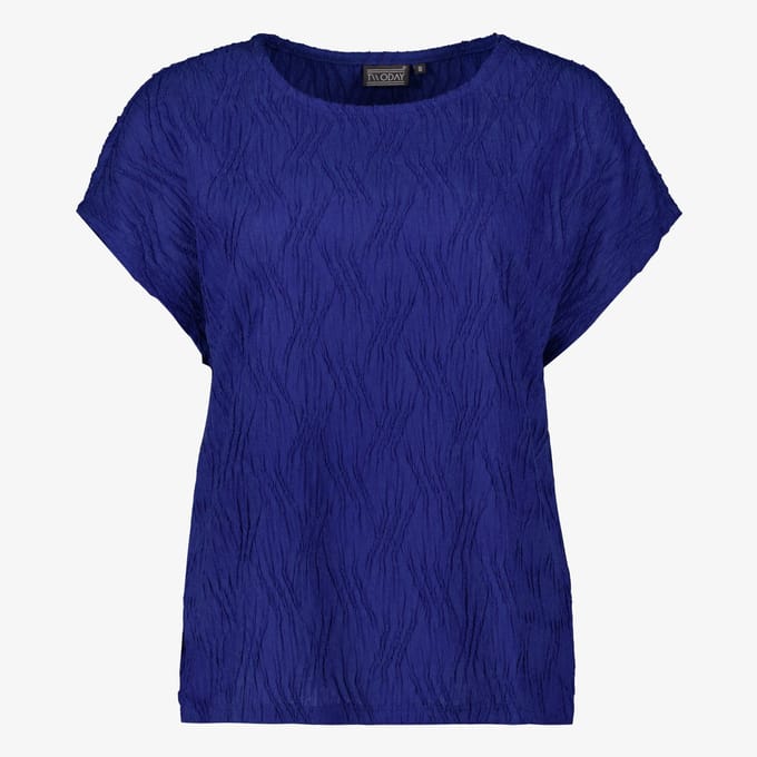 TwoDay dames T-shirt met structuur blauw - Maat S