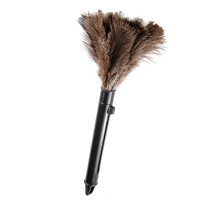 Stoffers Bruin Wasbaar Draagbaar Compact Kippenveren ABS Mini Stoffer met Handvat voor black