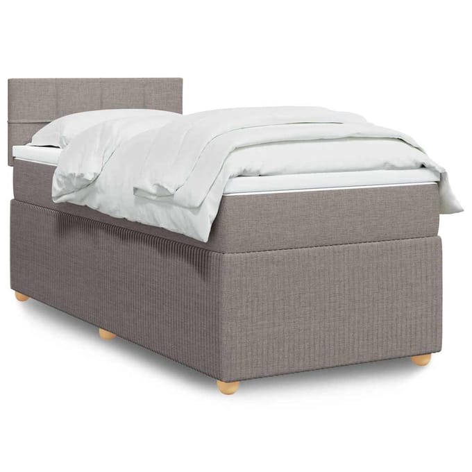 vidaXL - Boxspring - met - matras - stof - taupe - 90x190 - cm