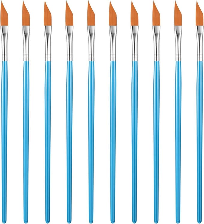 Set van 10 Hoekpenseel voor Acryl en Waterverf Lange Handvat