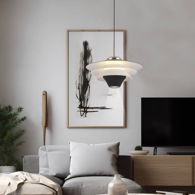 Viokef LED hanglamp Manley, zwart/wit, Ø 22 cm, metaal