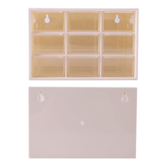 Mini Tiroirs Portables en Plastique à 9 Compartiments Boîte de Rangement pour Bijoux Cosmétiques Blanc blanc
