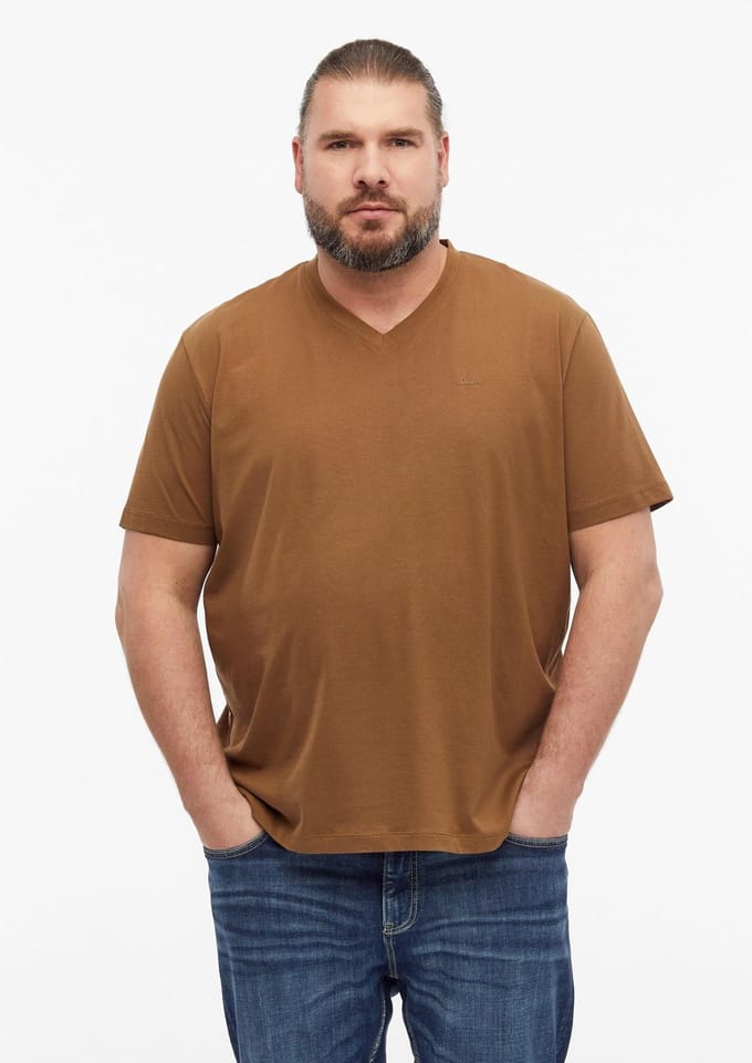 Zachte V-hals T-shirt van katoenjersey met logodetail s.Oliver