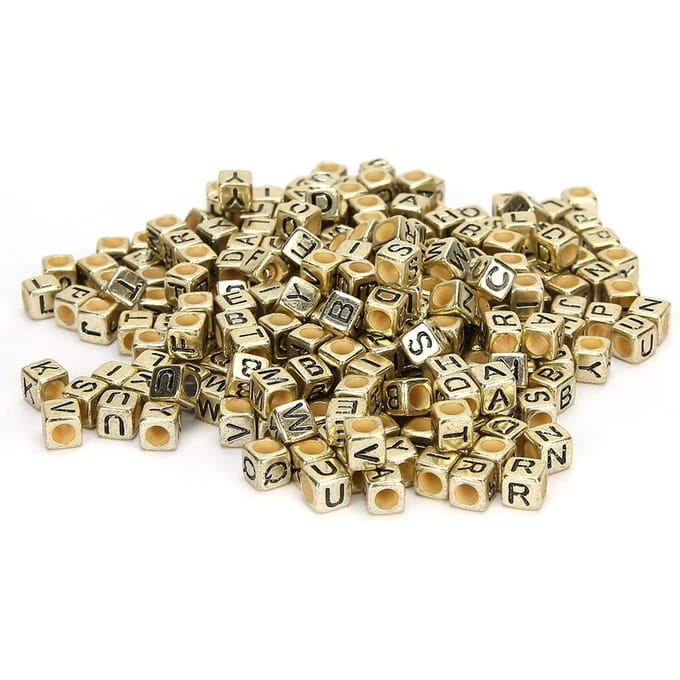 500 stuks Acrylkralen Vierkant DIY Handgemaakte Kralen Accessoires Engels Alfabet 6mm(Zilver ) goud