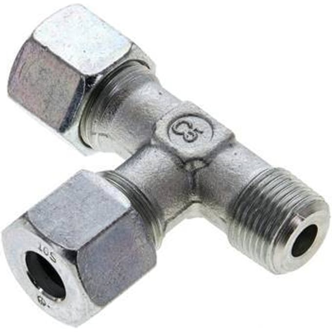 10S & R3/8'' Verzinkt Stalen L-Snijringkoppeling Buitendraad 630bar ISO 8434-1