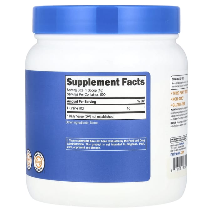 L-Lysine, Ongezoet, 500G(17.9oz)