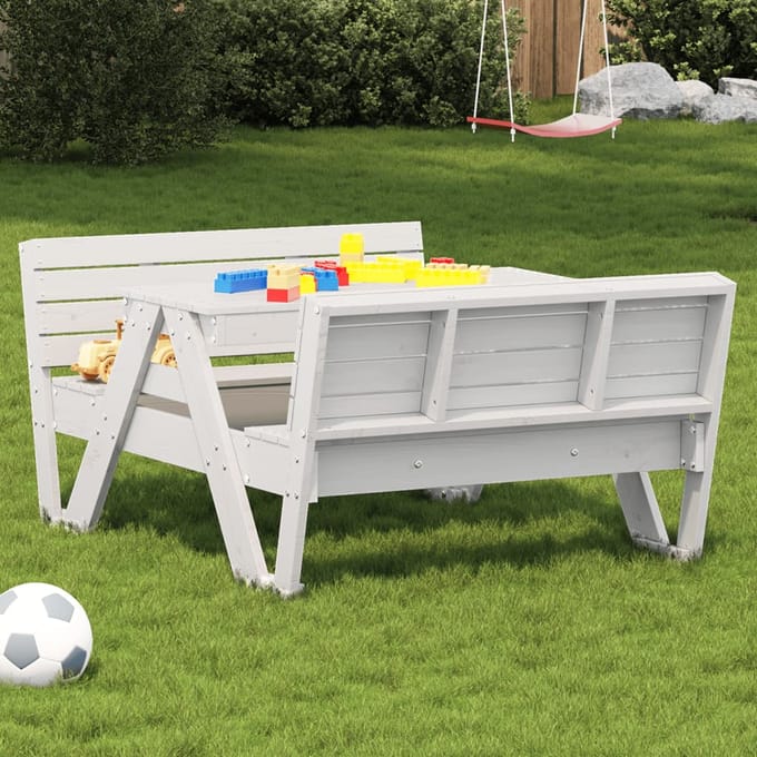 vidaXL Picknicktafel voor kinderen 88x122x58 cm massief grenenhout wit