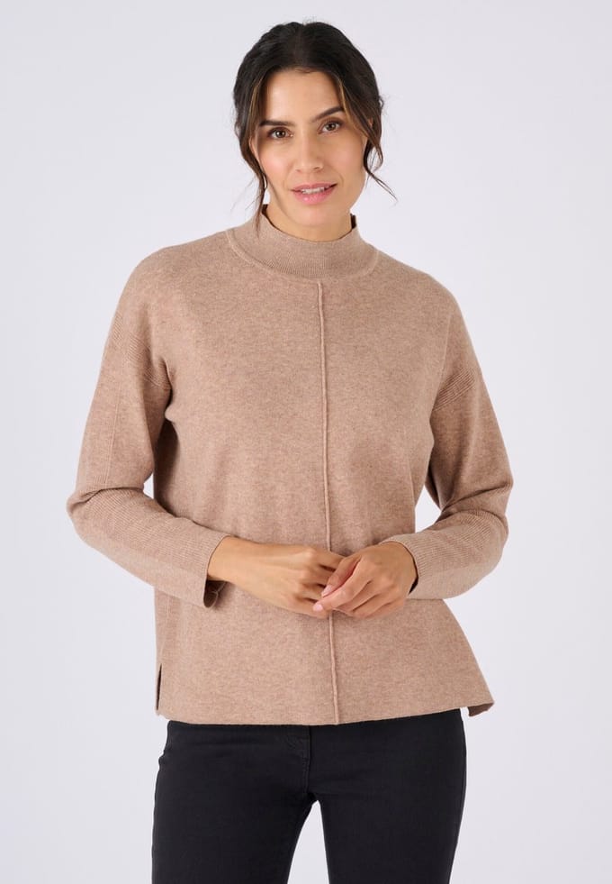 Damart - Thermolactyl trui met ribstof - Dames - Bruin - S