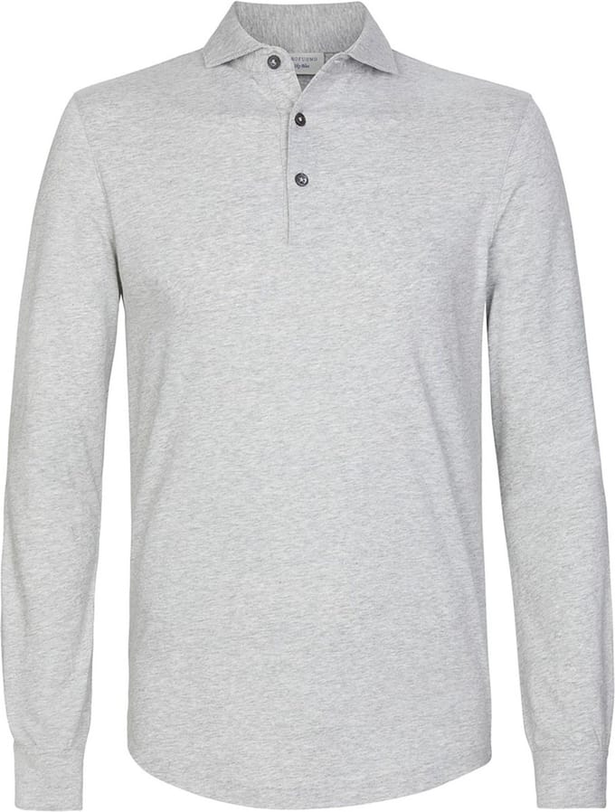 Profuomo Longsleeve Polo Grijs Melange - Maat S - Heren