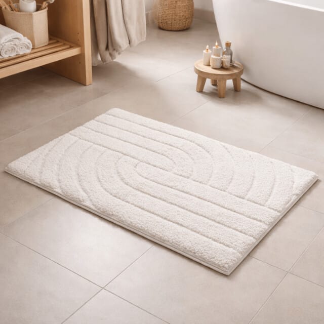 Casa di Elturo Badmat katoen boho waves /wit – 50 x 80 cm