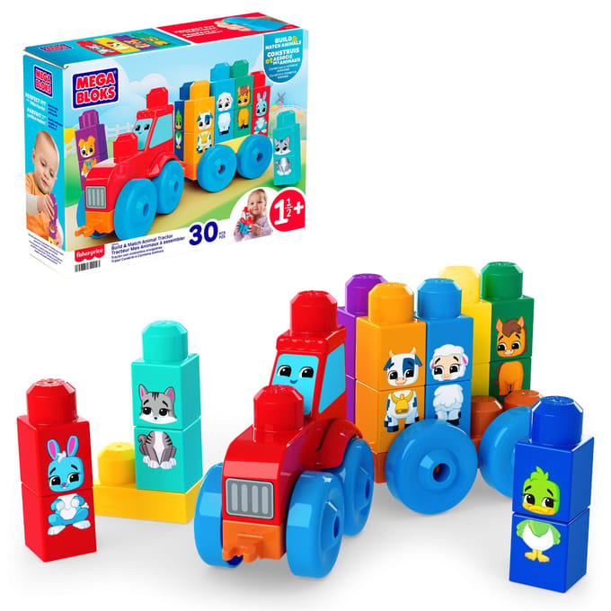 Mega Bloks dieren tractor kleurrijk bouwspeelgoed