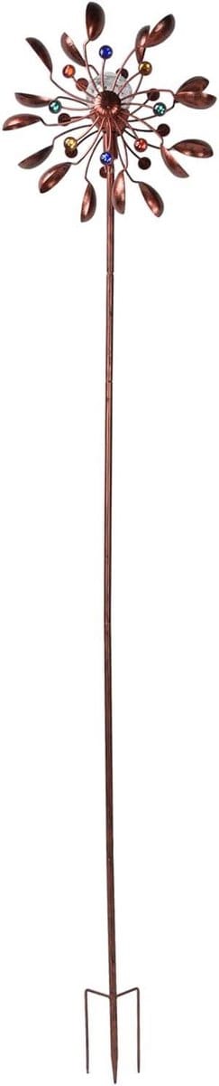 Zonne Wind Spinner - Tuin Windmolen - Tuin Decoratie - Multi Color LED - 188 cm Hoog - Brons
