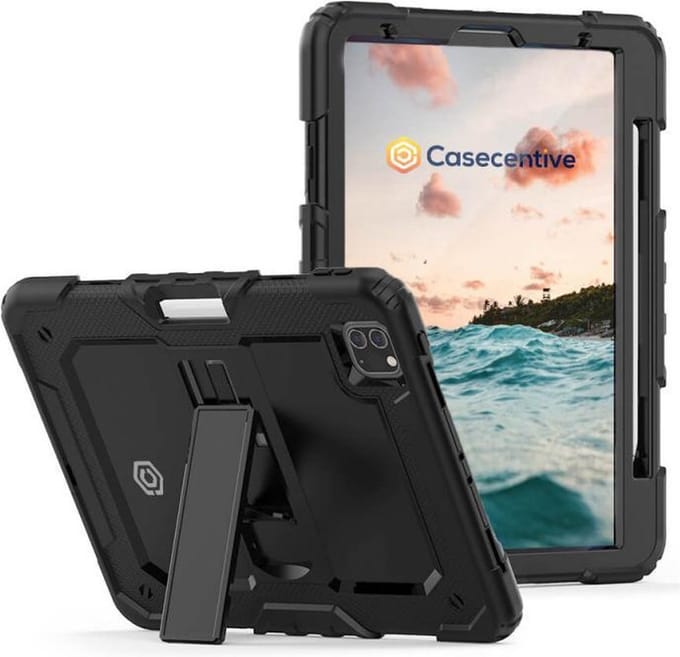 Casecentive Ultimate Hardcase - met standaard - extra beschermend hoesje - iPad Air 2020 - zwart