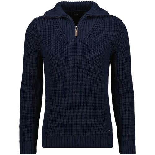 Ragman Trui Cotton Troyer Zip Rib Knit Marine / male