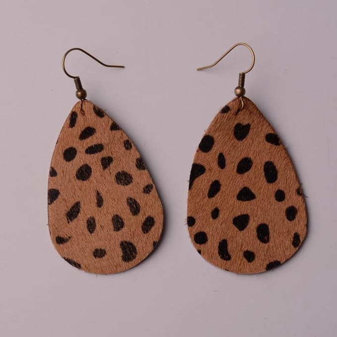 Jomide Leopard oorhangers handgemaakt - Leer