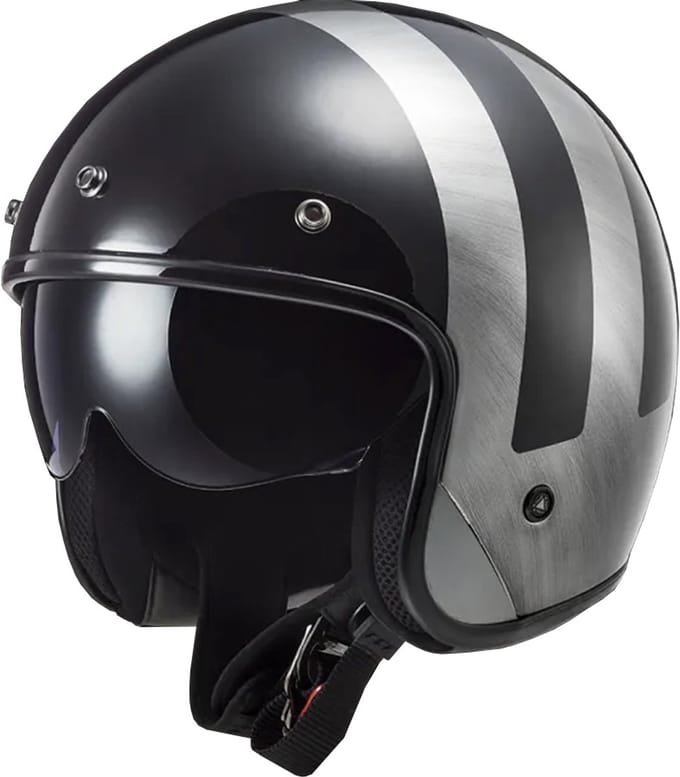 LS2 OF601 Bob II Lines Zwart Jeans 06 Jethelm - Maat S - Helm
