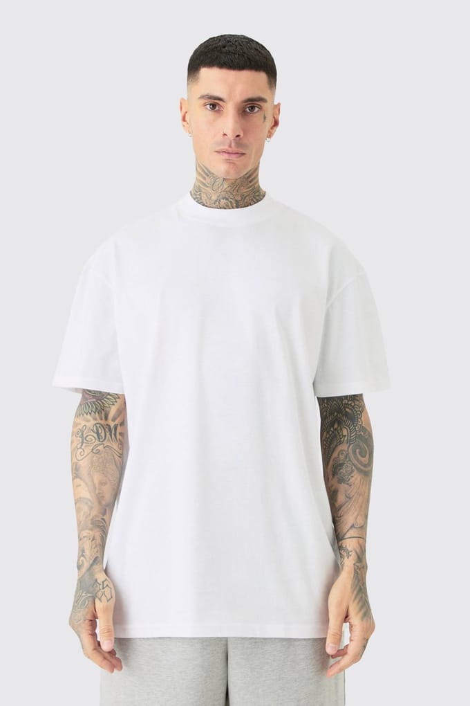 Lang Oversized T-shirt met verlengde hals | White | Size Medium