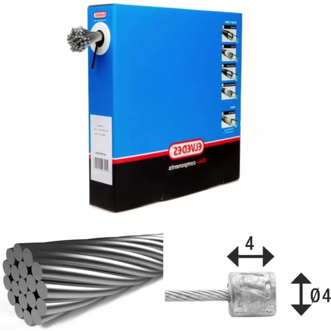 Elvedes Binnenkabel versnelling RVS - 3m - Nippel 4x4mm - Geschikt voor Nexus - Per 50 stuks