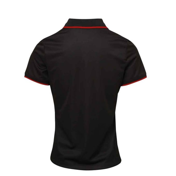 Premier Dames/Dames Coolchecker Contrast Poloshirt (Zwart/Rood)