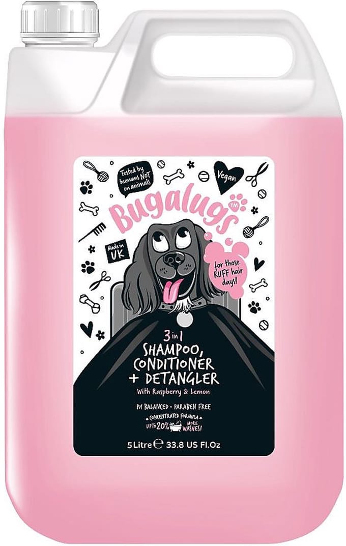 Bugalugs 3 in 1 Dog Shampoo Conditioner & Detangler 5 Ltr