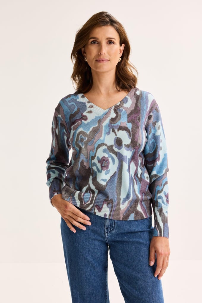 V-halstrui Met Abstracte Print