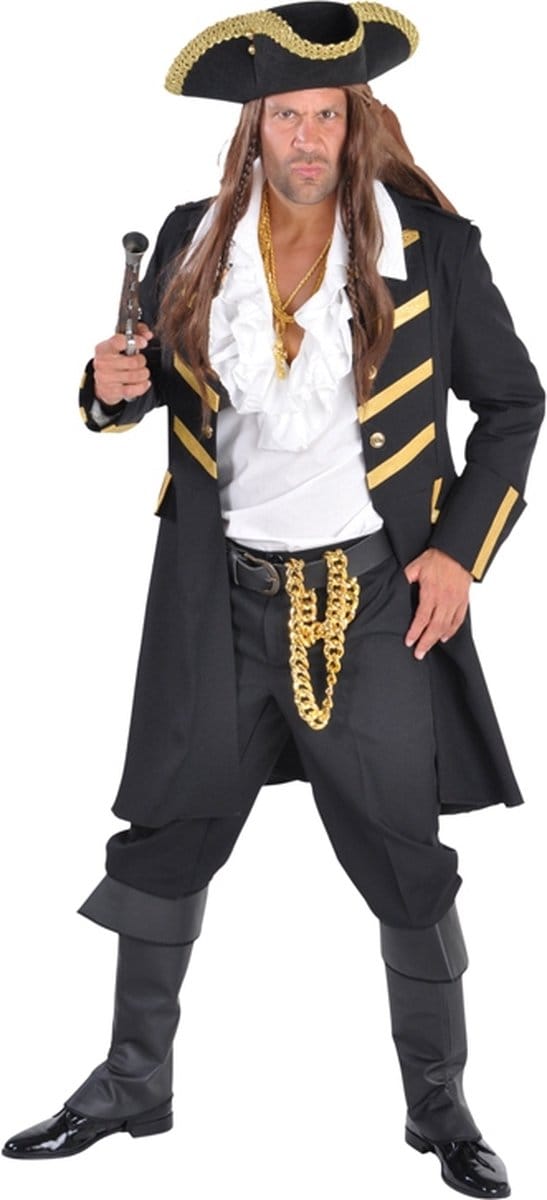 Piratenmantel luxe zwart - Maat 48