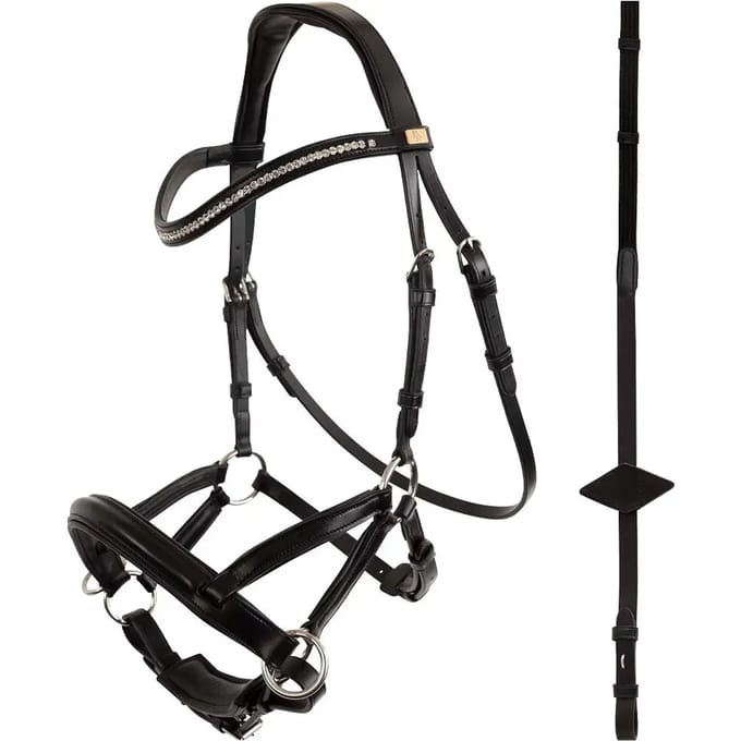 Sidepull Hoofdstel BR Thaxted Zwart/Zilver - Cob