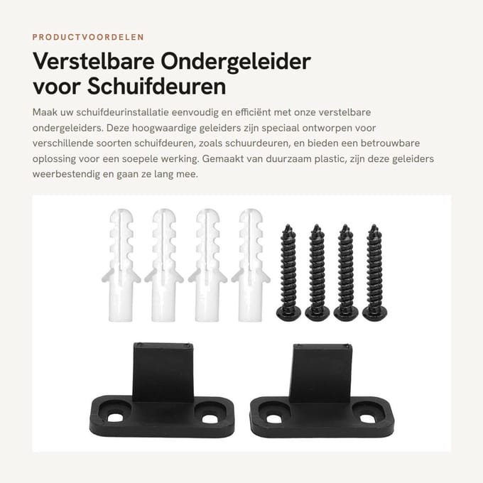 Dailygoods- Deurgids Verstelbaar - Vloergids - Universele Beugel - Plastic - Set van 2 - Geschikt voor Schuifdeuren