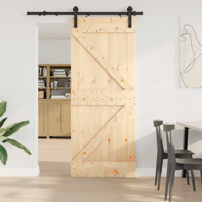 vidaXL - Schuifdeur - NARVIK - 85 - x - 210 - cm - (152,5 - cm) - Naturel - en - Zwart