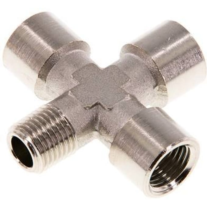 Kruiskoppeling R1/4'' buitendraad - G1/4'' binnendraad Messing vernikkeld 16 bar (224.8 psi)