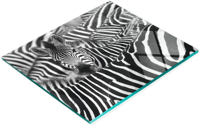 Serveerplank van gehard glas met zebraprint, 60x52 cm