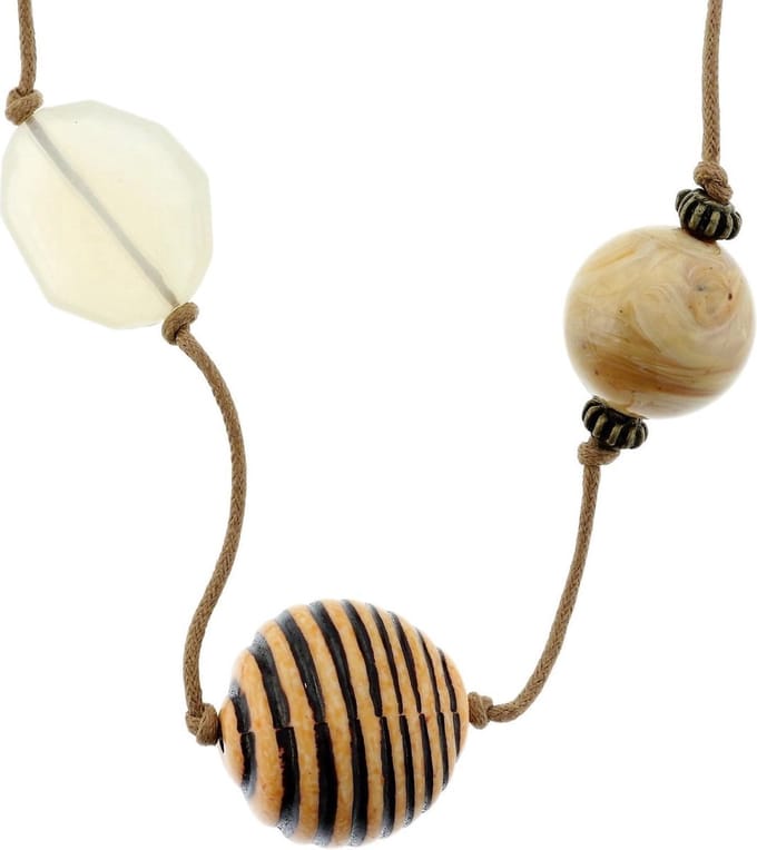 Behave - Lange ketting met beige kralen - 112 cm