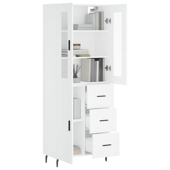 vidaXL - Hoge - kast - 69,5x34x180 - cm - bewerkt - hout - wit
