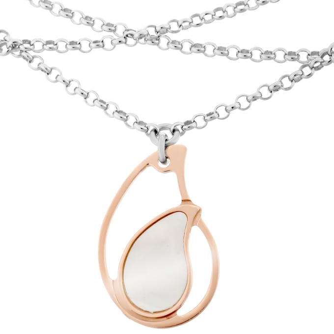 Orphelia ZA-7164 - Armband triple chain bicolor - 925 Zilver - parelmoer - 19 cm